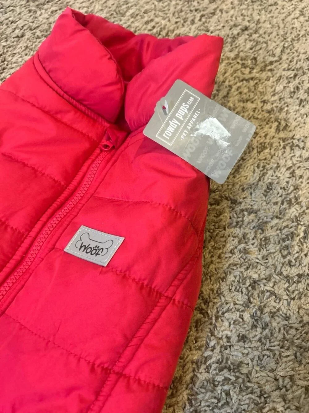New Rowdy pups pet apparel red puffer jacket with tags size large